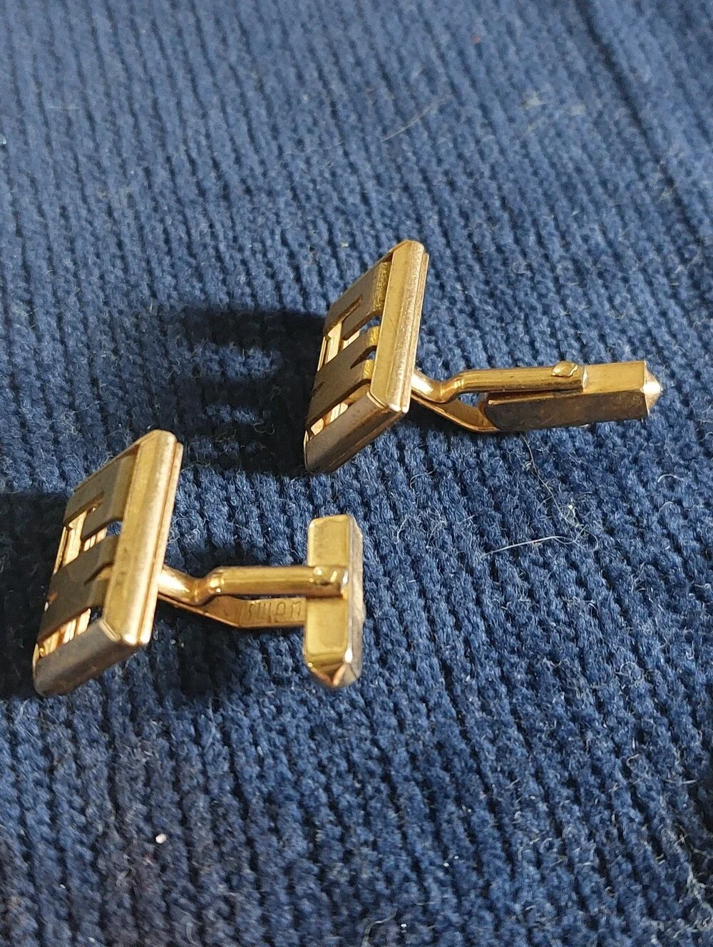 VTG Swank Monogram Cufflinks Tie Bar Set Gold Tone Initials NJ. Estate Jewelry